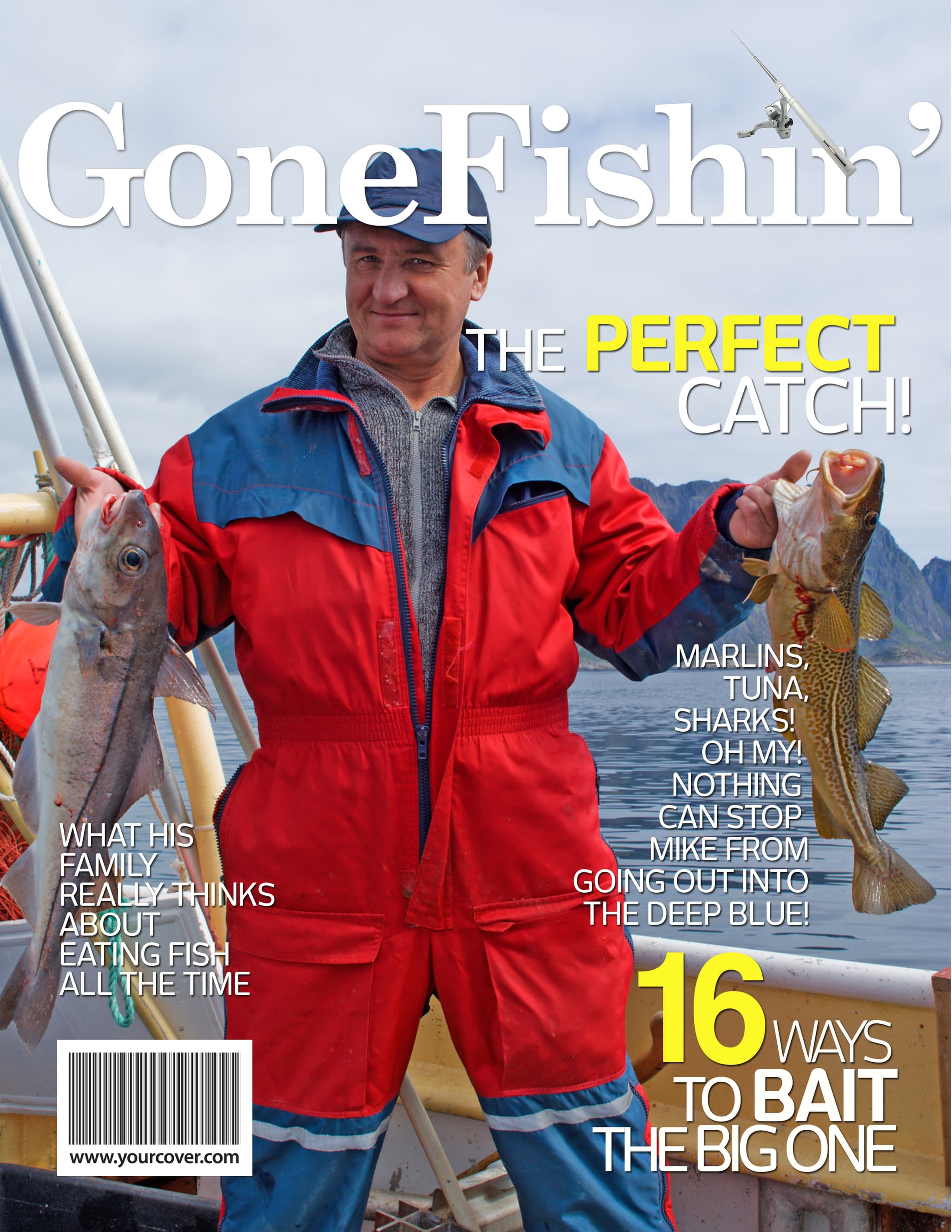 Fishing magazine cover template